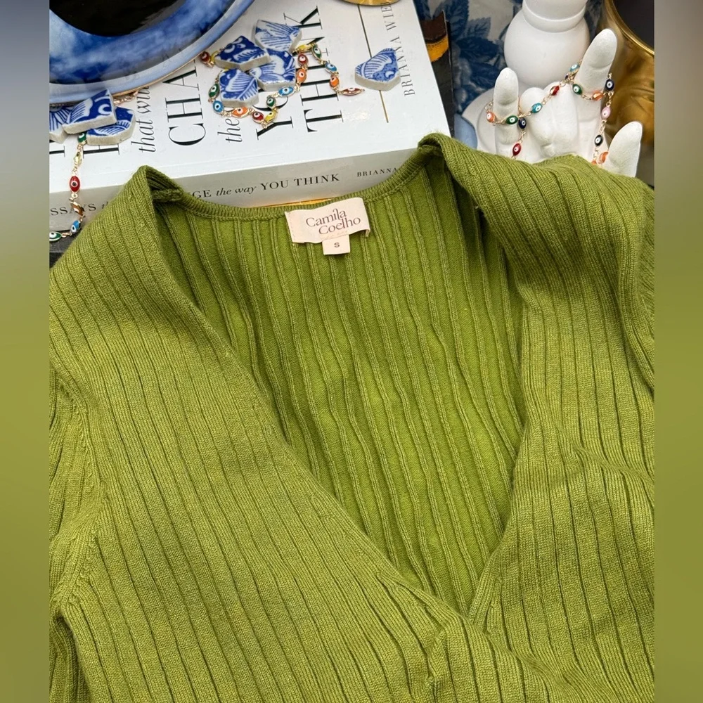 🆕 CAMILA COELHO 🧿 NWOT Rosabella Knit Midi Dress, Olive - Sz S